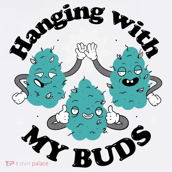 Hanging With My Buds Funny Marijuana Cooling Performance Long Sleeve Crew