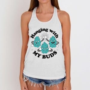 Hanging With My Buds Funny Marijuana Women's Knotted Racerback Tank