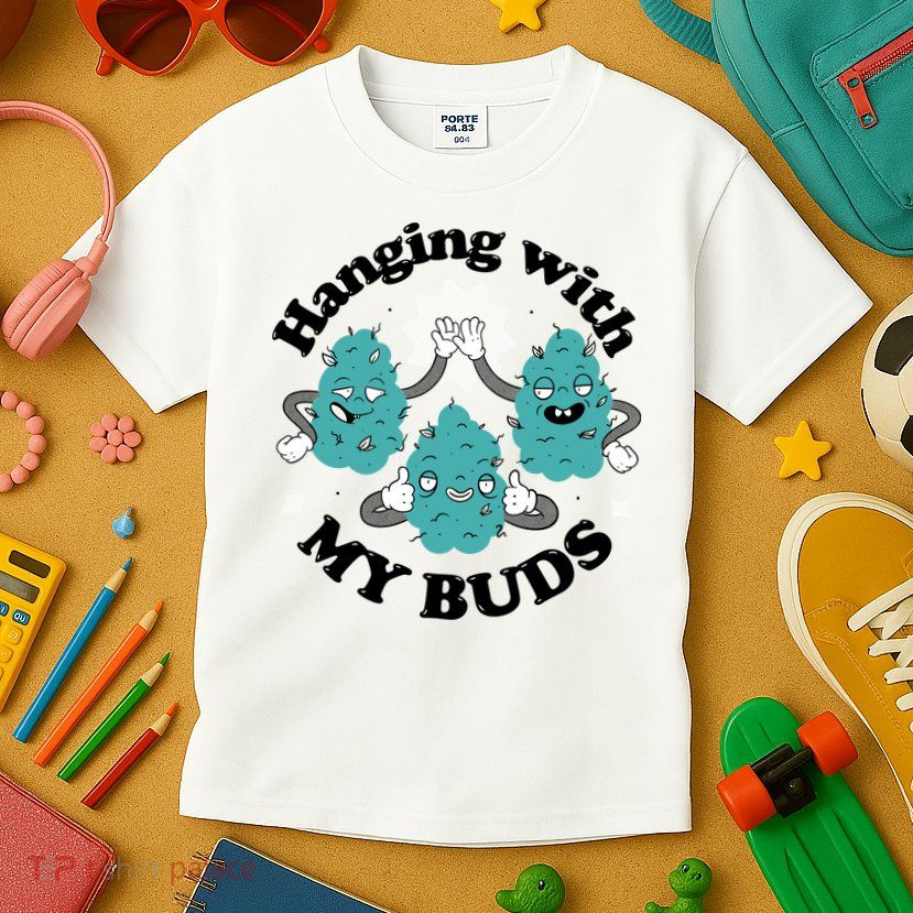 Hanging With My Buds Funny Marijuana Kids T-Shirt