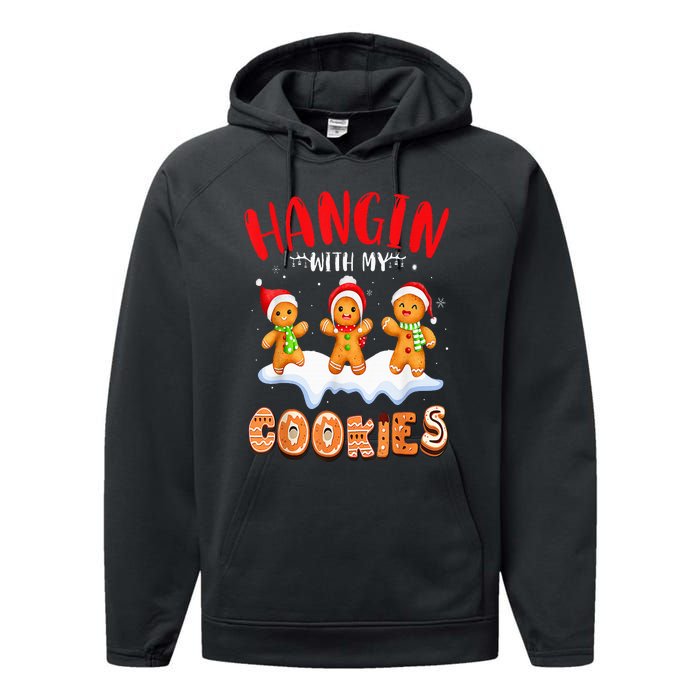 Hangin With My Cookies Gingerbread Christmas Teacher Performance Fleece Hoodie