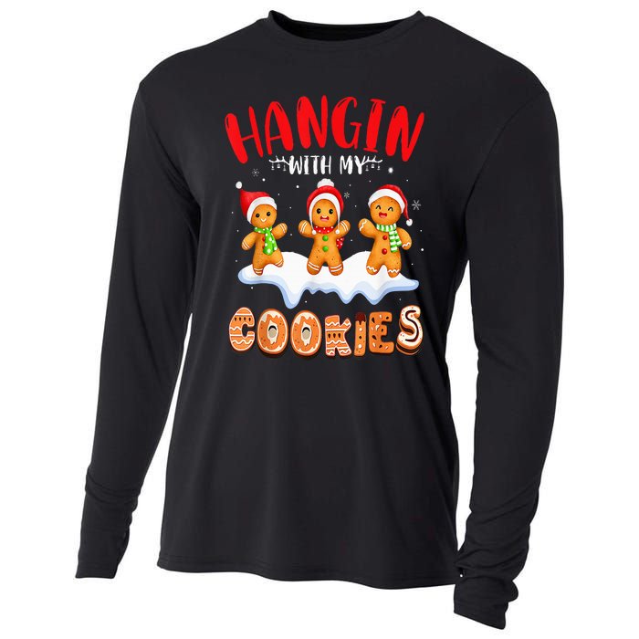 Hangin With My Cookies Gingerbread Christmas Teacher Cooling Performance Long Sleeve Crew