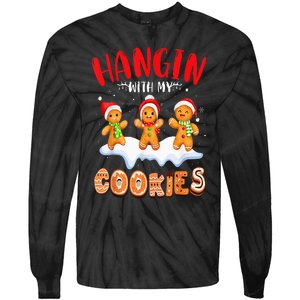 Hangin With My Cookies Gingerbread Christmas Teacher Tie-Dye Long Sleeve Shirt