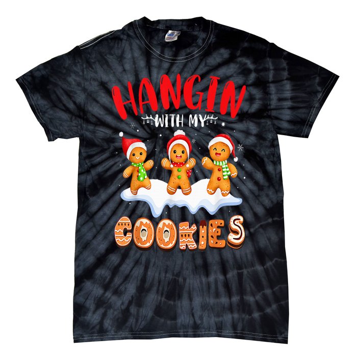 Hangin With My Cookies Gingerbread Christmas Teacher Tie-Dye T-Shirt