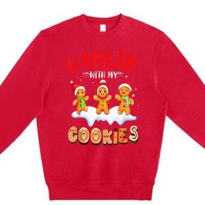 Hangin With My Cookies Gingerbread Christmas Teacher Premium Crewneck Sweatshirt