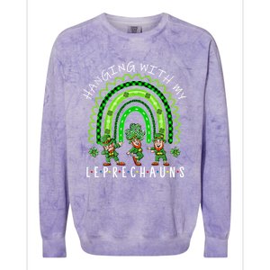 Hanging With My Leprechauns Patrick's Day Shamrock Rainbow Gift Colorblast Crewneck Sweatshirt