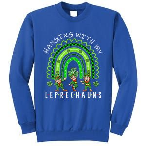 Hanging With My Leprechauns Patrick's Day Shamrock Rainbow Gift Sweatshirt