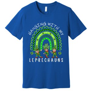 Hanging With My Leprechauns Patrick's Day Shamrock Rainbow Gift Premium T-Shirt