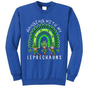 Hanging With My Leprechauns Patrick's Day Shamrock Rainbow Gift Tall Sweatshirt