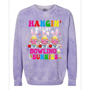 Hangin' With My Bowling Bunnies Three Cute Bunny Eggs Player Colorblast Crewneck Sweatshirt