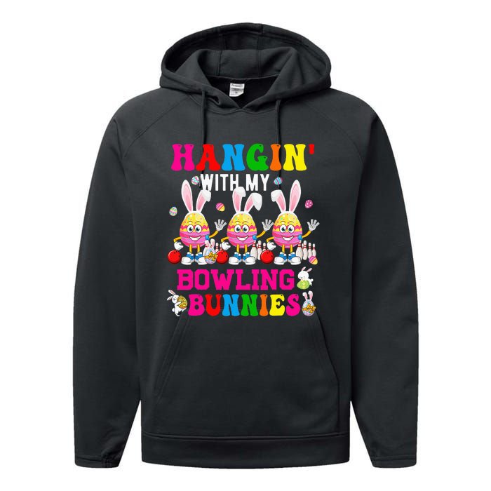 Hangin' With My Bowling Bunnies Three Cute Bunny Eggs Player Performance Fleece Hoodie