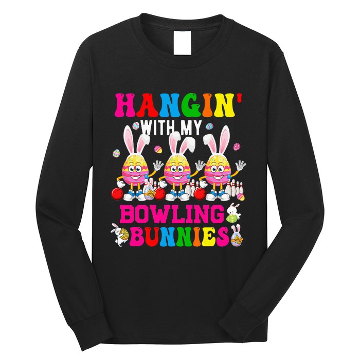 Hangin' With My Bowling Bunnies Three Cute Bunny Eggs Player Long Sleeve Shirt