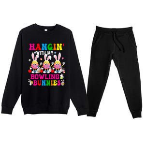 Hangin' With My Bowling Bunnies Three Cute Bunny Eggs Player Premium Crewneck Sweatsuit Set