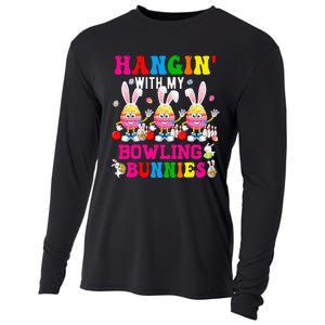 Hangin' With My Bowling Bunnies Three Cute Bunny Eggs Player Cooling Performance Long Sleeve Crew