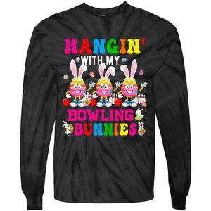 Hangin' With My Bowling Bunnies Three Cute Bunny Eggs Player Tie-Dye Long Sleeve Shirt