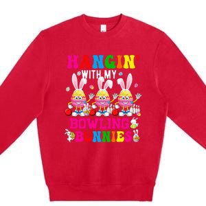 Hangin' With My Bowling Bunnies Three Cute Bunny Eggs Player Premium Crewneck Sweatshirt