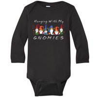 Hanging With My Gnomies Funny Gnome Friend Christmas  Baby Long Sleeve Bodysuit