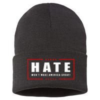 Hate WonT Make America Great Antiwar Antiracism Sustainable Knit Beanie