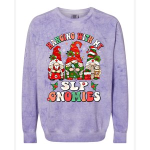 Hanging With My Slp Gnomies Cute Christmas Speech Therapist Gift Colorblast Crewneck Sweatshirt