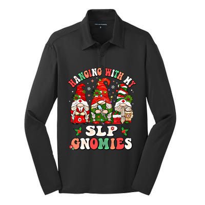 Hanging With My Slp Gnomies Cute Christmas Speech Therapist Gift Silk Touch Performance Long Sleeve Polo