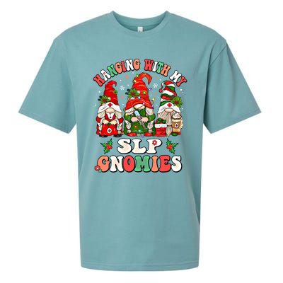 Hanging With My Slp Gnomies Cute Christmas Speech Therapist Gift Sueded Cloud Jersey T-Shirt