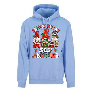 Hanging With My Slp Gnomies Cute Christmas Speech Therapist Gift Unisex Surf Hoodie