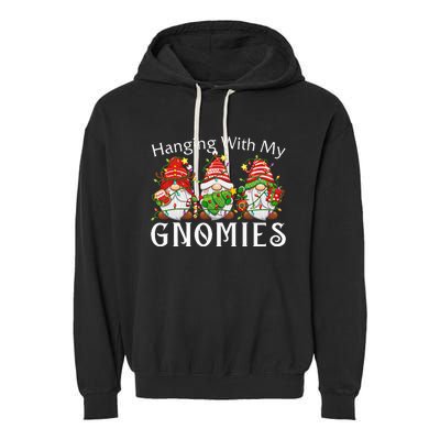 Hanging With My Gnomies Family Christmas Pajamas Garment-Dyed Fleece Hoodie