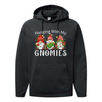 Hanging With My Gnomies Family Christmas Pajamas Performance Fleece Hoodie