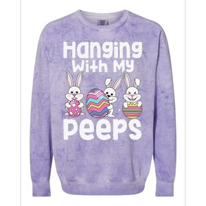 Hanging With My Peeps Happy Easter Bunny Colorblast Crewneck Sweatshirt