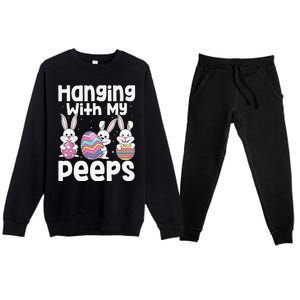 Hanging With My Peeps Happy Easter Bunny Premium Crewneck Sweatsuit Set