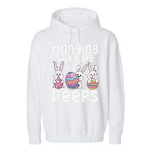 Hanging With My Peeps Happy Easter Bunny Garment-Dyed Fleece Hoodie