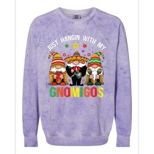 Hangin With My Gnomigos 3 Mexican Gnomes Cinco De Mayo Colorblast Crewneck Sweatshirt