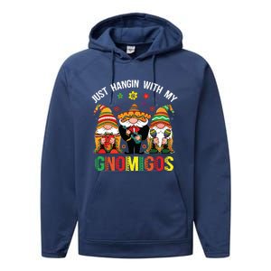 Hangin With My Gnomigos 3 Mexican Gnomes Cinco De Mayo Performance Fleece Hoodie