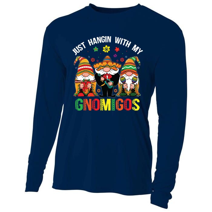 Hangin With My Gnomigos 3 Mexican Gnomes Cinco De Mayo Cooling Performance Long Sleeve Crew