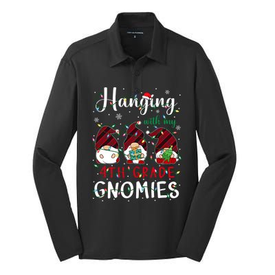 Hanging With My 4Th Grade Gnomies Cute Fourth Grade Teacher Cool Gift Silk Touch Performance Long Sleeve Polo