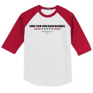 Harris Walz Mind Your Own Damn Business Election Kids Colorblock Raglan Jersey