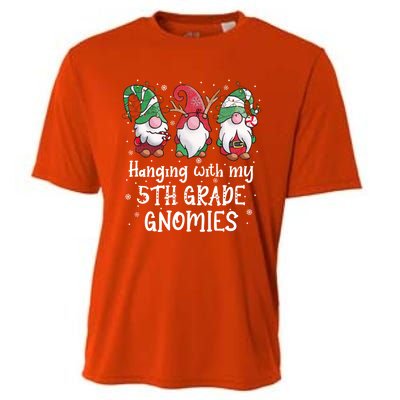 Hanging With My 5th Grade Gnomies Christmas Teacher Student Gift Cooling Performance Crew T-Shirt