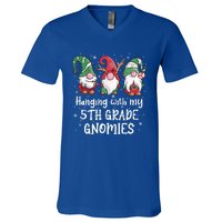 Hanging With My 5th Grade Gnomies Christmas Teacher Student Gift V-Neck T-Shirt