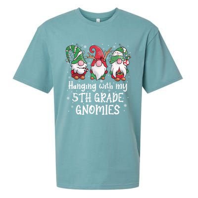 Hanging With My 5th Grade Gnomies Christmas Teacher Student Gift Sueded Cloud Jersey T-Shirt