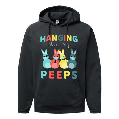 Hanging With My Peeps Colorful Bunny Easter day Gifts Performance Fleece Hoodie