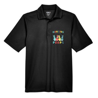 Hanging With My Peeps Colorful Bunny Easter day Gifts Men's Origin Performance Pique Polo