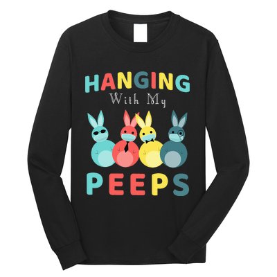 Hanging With My Peeps Colorful Bunny Easter day Gifts Long Sleeve Shirt