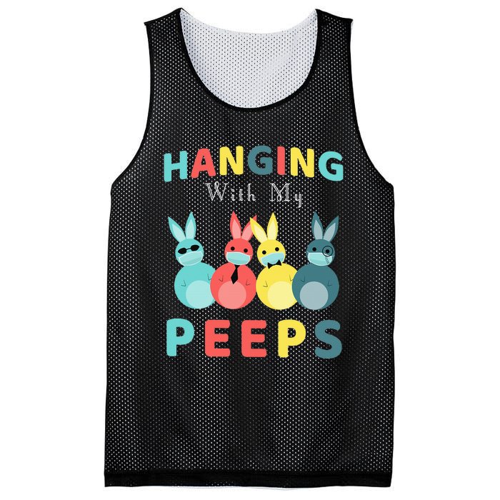 Hanging With My Peeps Colorful Bunny Easter day Gifts Mesh Reversible Basketball Jersey Tank