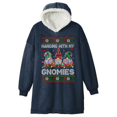 Hanging With My Gnomies Funny Christmas Hooded Wearable Blanket