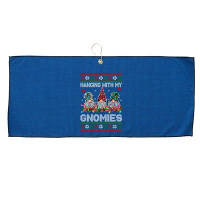 Hanging With My Gnomies Funny Christmas Large Microfiber Waffle Golf Towel