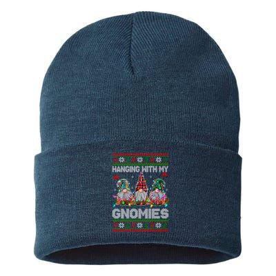 Hanging With My Gnomies Funny Christmas Sustainable Knit Beanie
