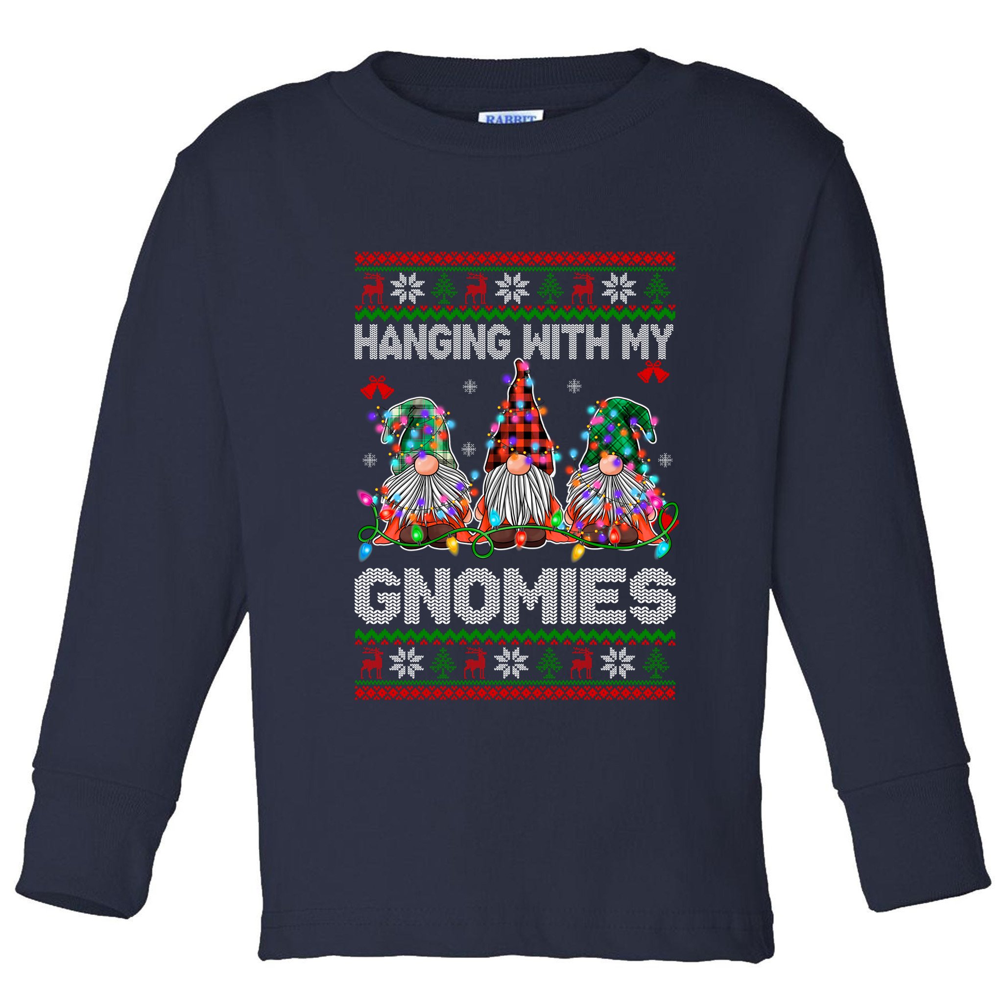 Hanging With My Gnomies Funny Christmas Toddler Long Sleeve Shirt