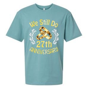 Husband Wife Married 27 Years We Still Do 27th Anniversary Sueded Cloud Jersey T-Shirt