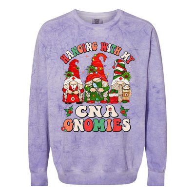 Hanging With My CNA Gnomies Christmas RN Nursing Assistant Colorblast Crewneck Sweatshirt