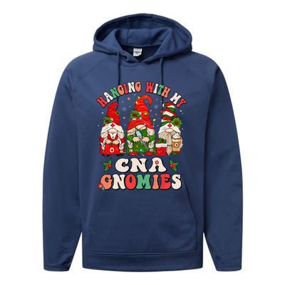 Hanging With My CNA Gnomies Christmas RN Nursing Assistant Performance Fleece Hoodie