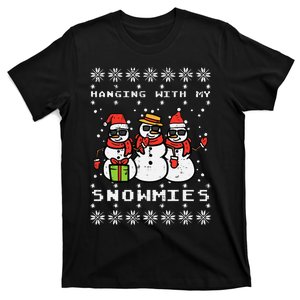 Hanging With My Snowmies Funny Ugly Xmas Christmas Family T-Shirt